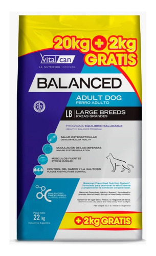 Vital Can Balanced Perro Adulto Razas Grandes 20 + 2kg