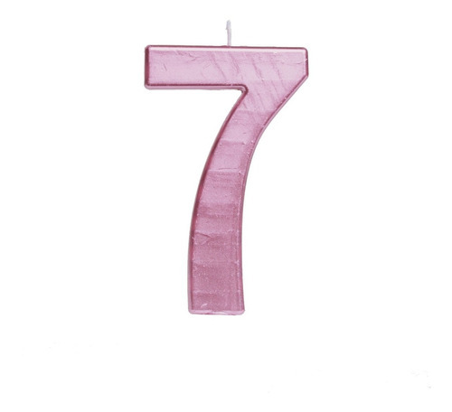 Número 7 - Vela Cromada Metalizada Rosa - Bolo E Aniversário