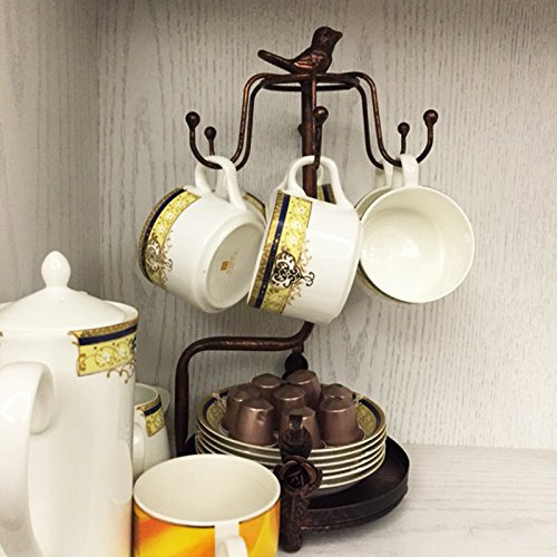 Soporte De Tazas De Café De Hierro Bronce Vintage Para Almac