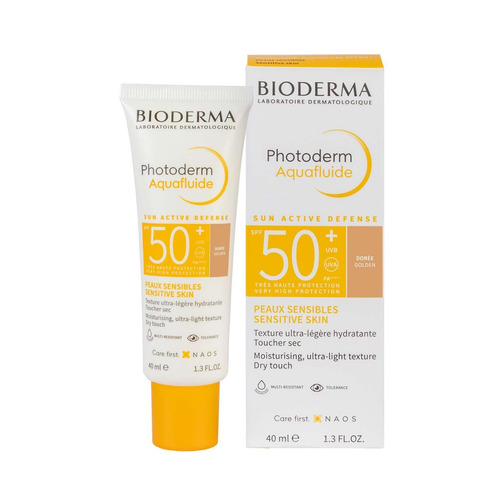 Imagen 1 de 1 de Protector solar Bioderma Photoderm FPS 50 MAX Aquafluide tono dorado en crema de 40 mL