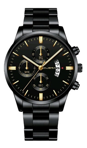 Relógio Masculino Preto Black Motion Design Quartz Metal