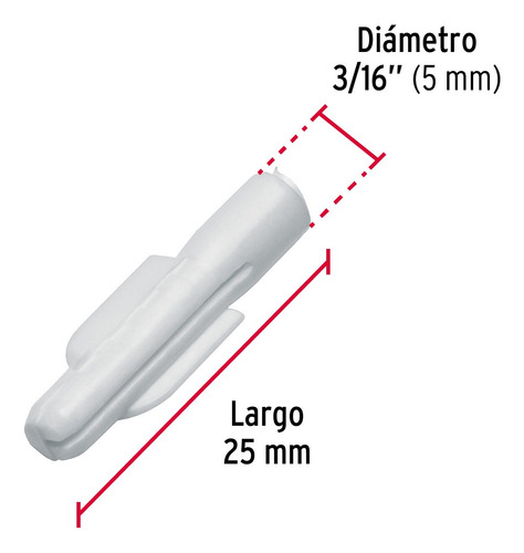Taquetes De Plástico 3/16¨ 50 Pzas Fiero 40163