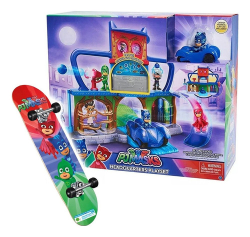 Pj Masks Pista Autos Cuartel Guarida Secreta + Skate! El Rey