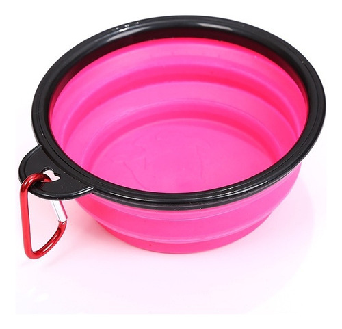 Plato De Goma Plegable Portátil De Mascotas Perro Y Gato Color Rosa