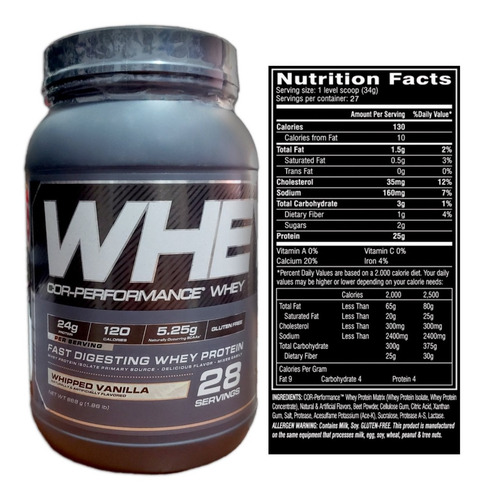 Imagen 2 de 2 de Whey Cor Perfomance Cellucor 1,96 Lbs Proteina Gluten Free