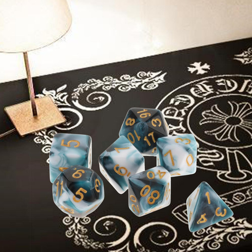 2 X 7 Piezas De Acrílico Poliédrico Dados Favores De Azul