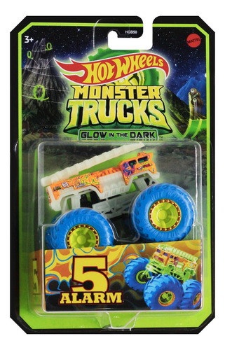 Carrinho Hot Wheels Monster Trucks Brilha No Escuro 5 Alarm