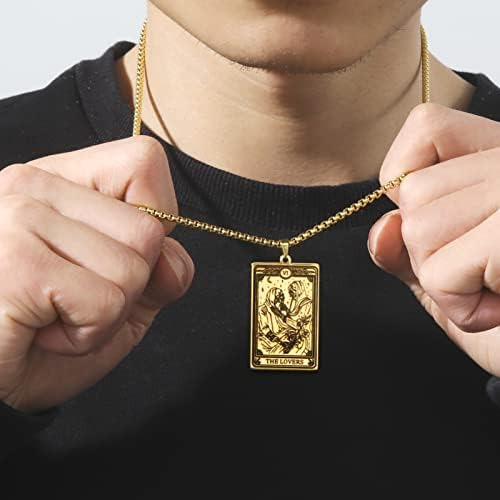 Teamer Collar De Tarot Esqueleto Amuleto De Acero Inoxidable