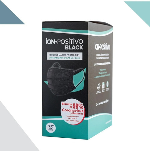 Caja Barbijos Black Ion Positivo Con Nanopartículas X 60u