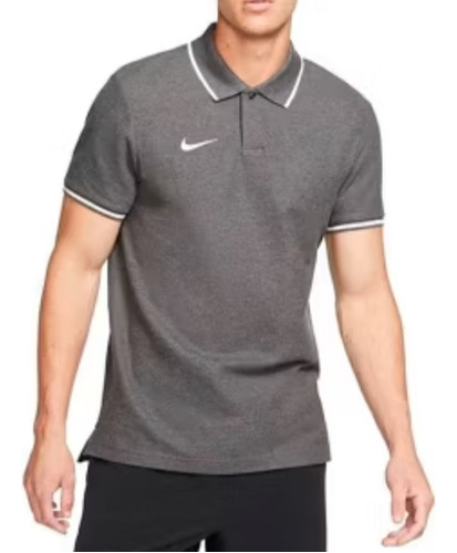 Camiseta Nike Gris Con Línea Blanca Talla L Tipo Polo 