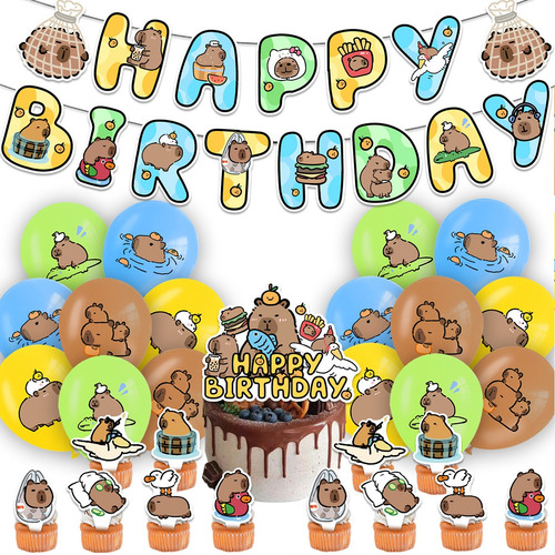 Kit Fiesta Capibara: Decoración Cumpleaños Completa + Globos