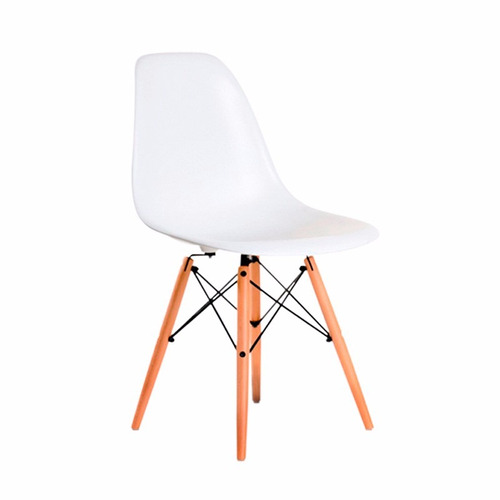 Silla De Comedor Plastico Patas Madera Diseño Eames Baires 4