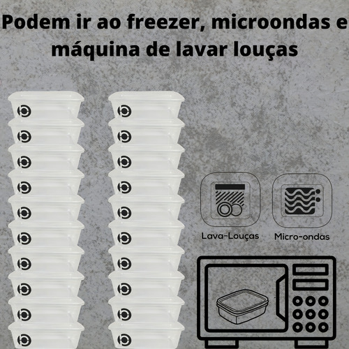 Kit 20 Vasilhas Organizador Com Tampa Plastbon Potes 200ml Cor Transparente 1463