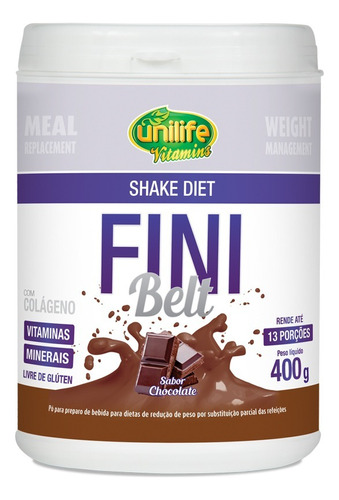 Shake Diet Com Colágeno Fini Belt 400g Chocolate Unilife