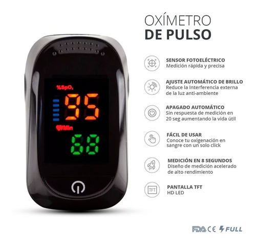Imagen 3 de 3 de Oxímetro Chequeo Digital De Dedo Profesional Oxigenacion