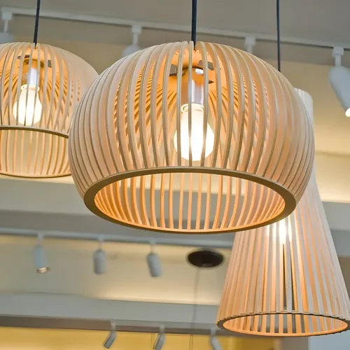 Home Luminária Pendente  Desing Rustico Em Mdf Cru 127/220v Marrom