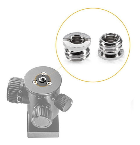 Imagen 5 de 9 de Adaptador De Rosca ¼ A 3/8 Para Camara Tripode Cabezas