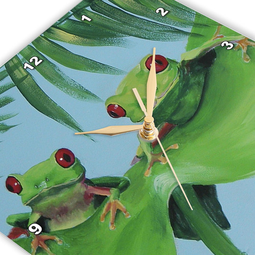 3drose Dpp__1 2 Ranas Árboles En Un Gran Reloj De Pared De H