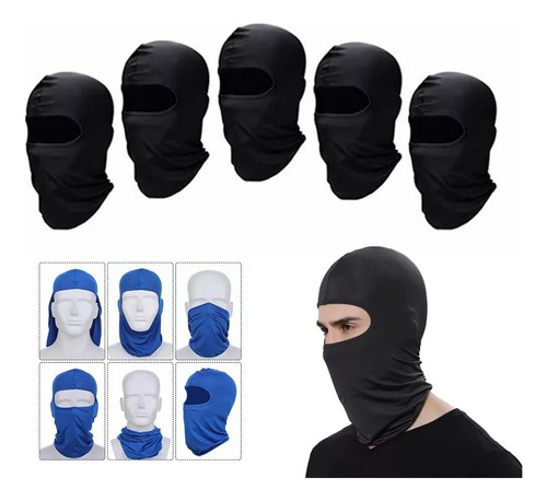 Balaclava 5 Pack Full - Pasamontañas Militar Táctico Bandana Color Negro