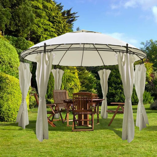 Gazebo Pergolado Paris - Redondo Com Cortina - 282x350x350cm