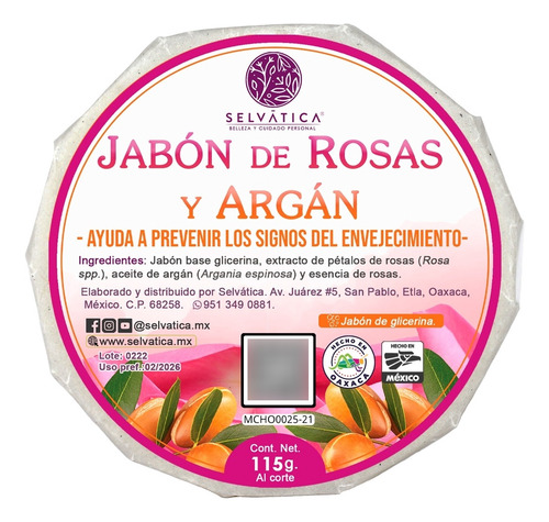 Jabón De Rosas Y Argán | 115g | Glicerina