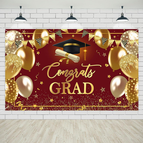 Cartel De Graduación Congrats Grad, Telón De Fondo Para Deco