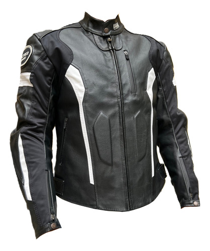 Chaqueta 100% Cuero Proteccion Reflectiva Moto Hombre Mujer