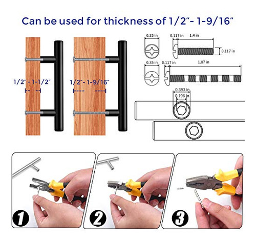 Tiradores De 12.7 Cm Para Alacena De Cocina Negro Mate