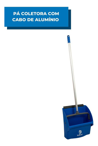 Pá Coletora Seletiva Pop Azul Com Cabo De Alumínio 70cm Lixo