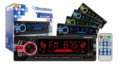 Radio Mp3 Player Roadstar 7 Cores Fm Bluetooth Muda Pasta