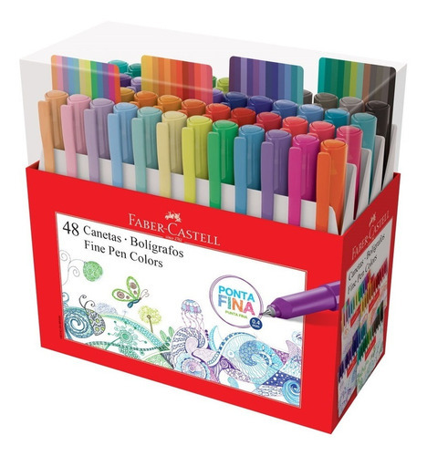 Caneta Fine Pen 48 Cores 0.4 Faber Castell Cor do exterior Colorida
