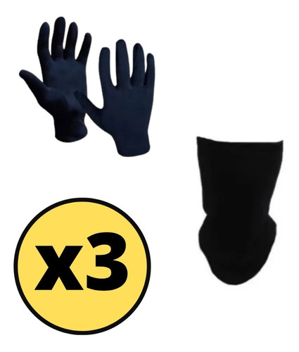 Guantes Termicos Lycra 1º Piel + Cuello Termico - Combo X 3!