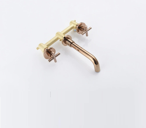 Llave Grifo Mezcladora De Pared Lavabo Ó Tina Oro Rosa