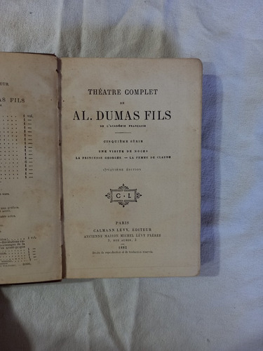 Theatre Complet De Al Dumas Fils 5 Une Visite De Noces 1882