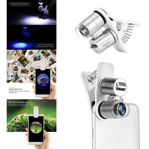 Microscopio Universal Para Celular 60x Con Luz Led