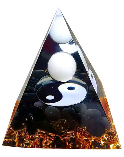 Pirámide De Energía Yin Yang Con Cuarzo Natural De Regalo 