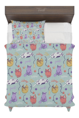 Jogo Cama Solteiro Gatos Fofo Cat Tumblr Retro Vintage Cute