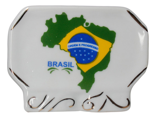 Item Decorativo De Cerâmica Com Mapa Do Brasil 90g 8cm C105