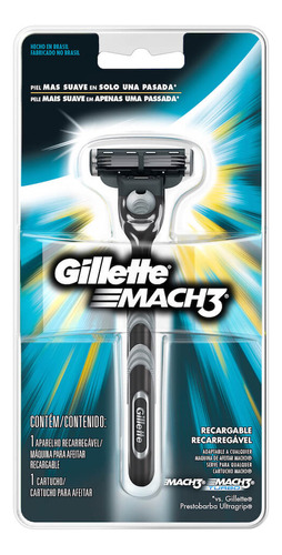 Gillette Mach3 Aparelho De Barbear 3 Lâminas Fita Indicator