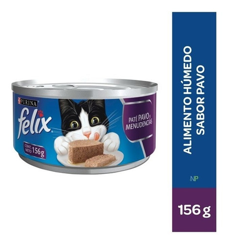 Alimento Gato Felix En Lata Pate Pavo Y Menudencias 156gr Np