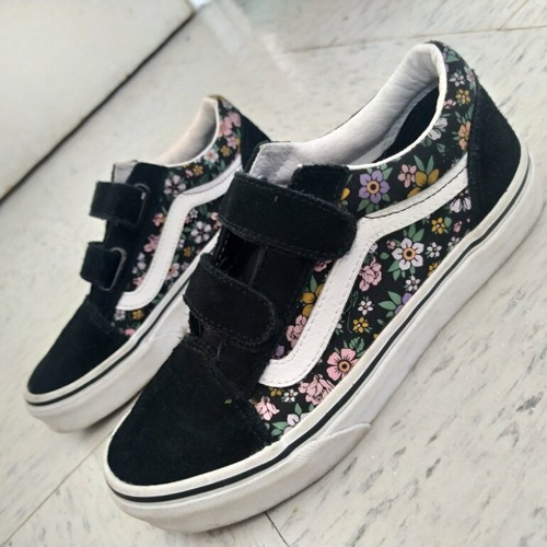 Zapatos Vans Negros Con Flores
