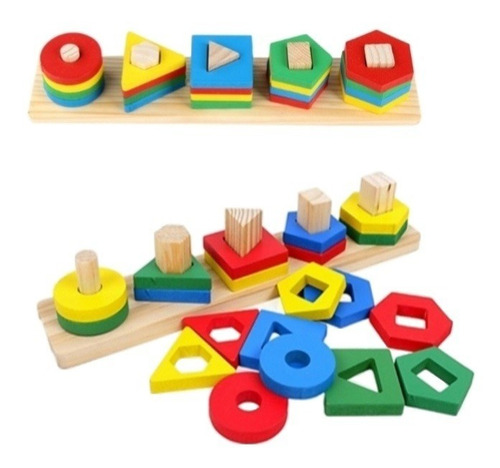 Juego Encaje Dificultad Madera Didáctico Bloque Construccion