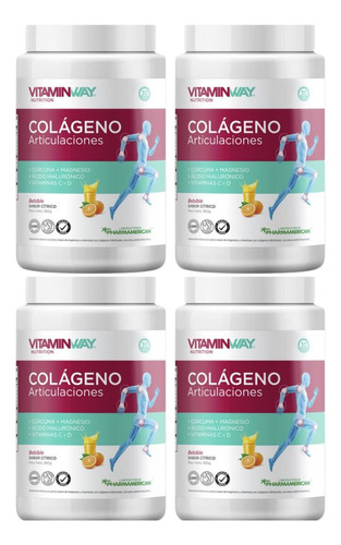 Kit X4 Colágeno Articulaciones X 360 Gr Unidades Vitamin Way