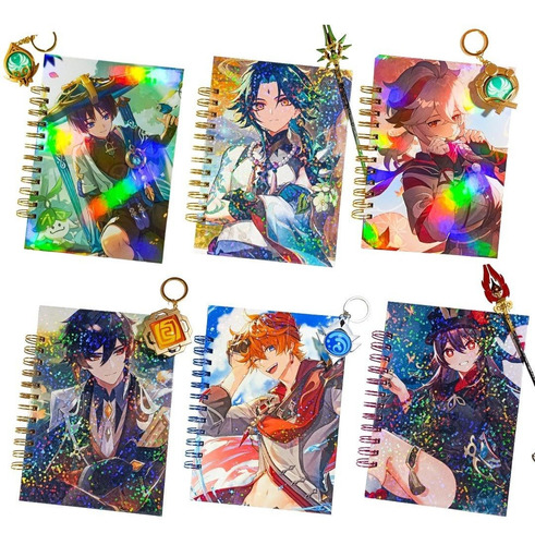 Cuadernos Genshin Impact Variedades Xiao, Kazuha, Hu Tao