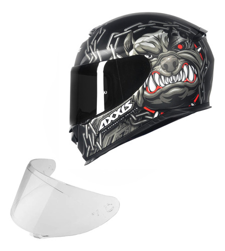 Capacete Axxis Bull Cyber Preto Cinza Fosco + Viseira Fume