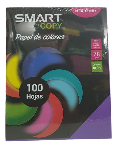 Papel Bond Tamaño Carta Cool Colors Con 100 Hojas Smart Copy
