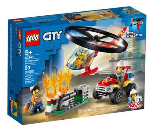 Juguete Lego City Bloques Helicóptero Bomberos 93 Piezas