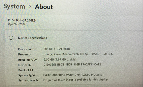 Cpu Dell Optiplex 7050 Intel Core I5-7500 Sku 1577 (Usado)