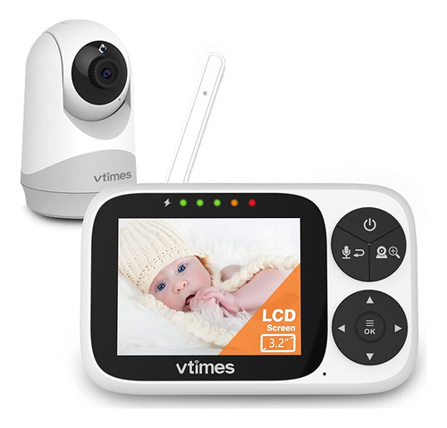 Vtimes Video Baby Monitor Con Cámara Y Audio, Pantalla Lcd A