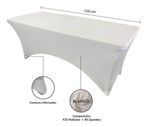 Cobertor Mantel Elástico Para Mesa Blanco 152cm Northwest